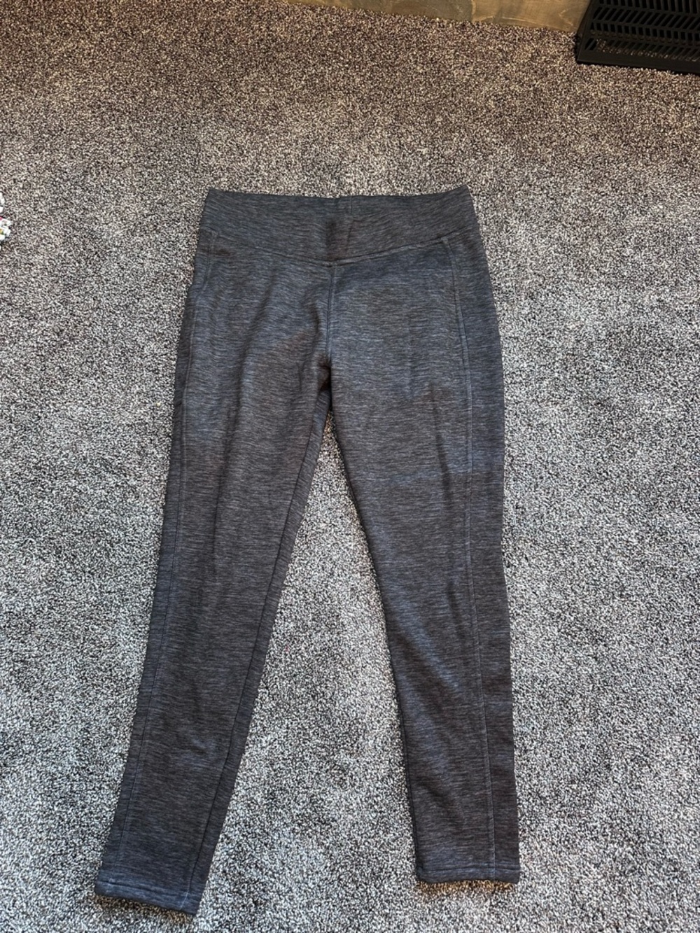 Womens Gray Fleece-Lined Leggings